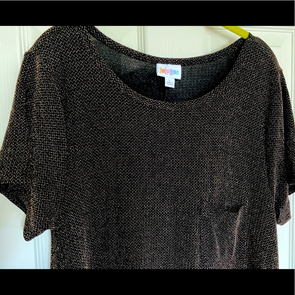Lularoe Black Metallic Chevron Carly Dress